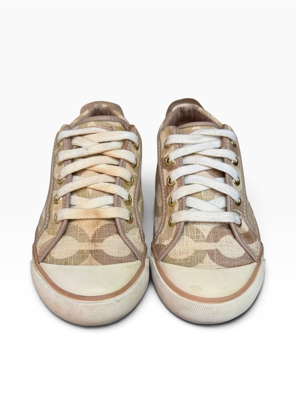 Coach Women’s Beige Barrett Signature Sneakers Shoes Size 7 - Picture 4 of 14